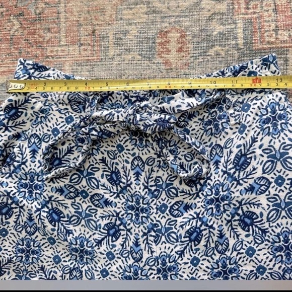 Joie Wide Leg Linen Blend Pant Boho Blue Pockets Print /Size 4 - Picture 4 of 8